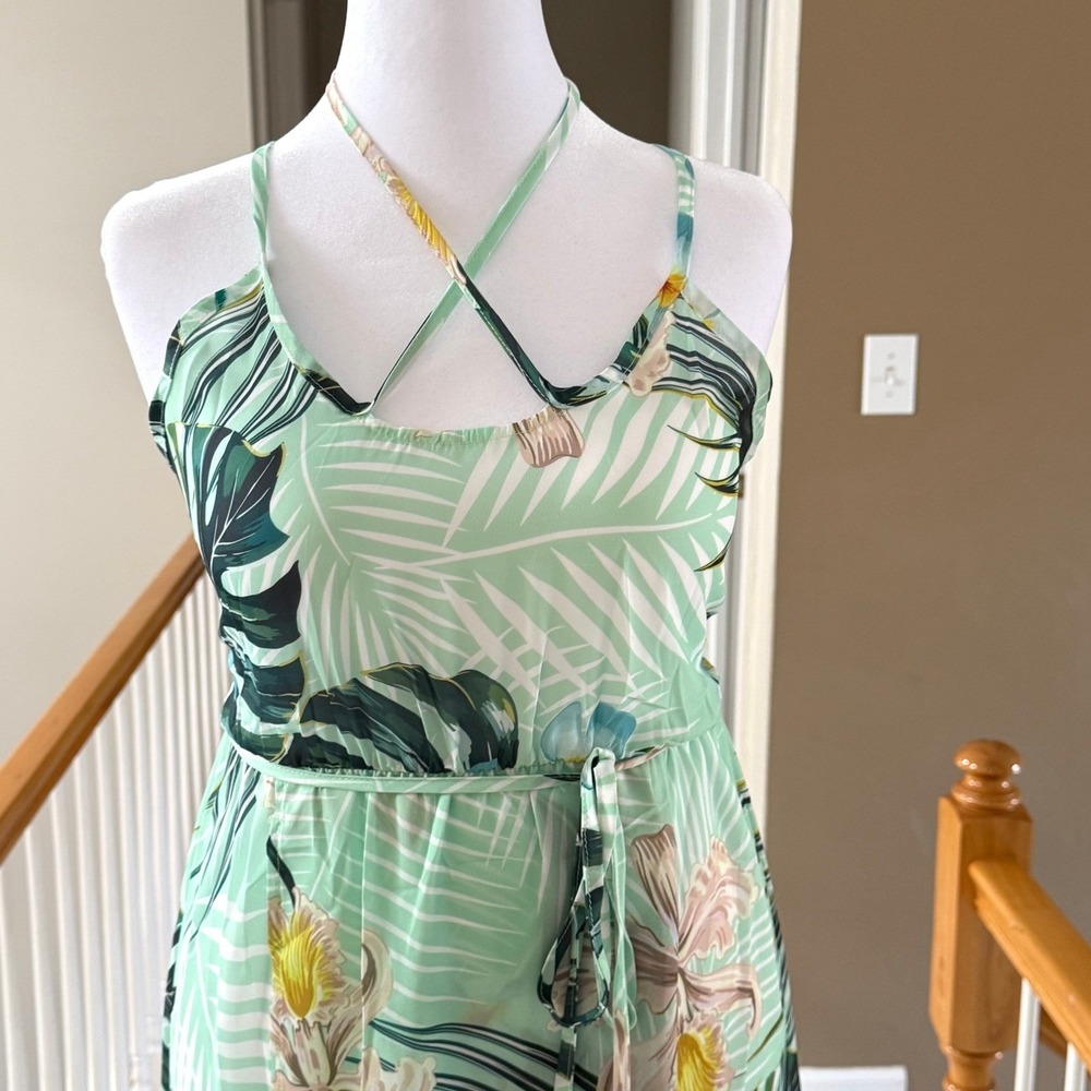 SHEIN Plus Summer Dress Tropical Floral Print Open Back Summer Cami Dress 1x - Picture 3 of 8